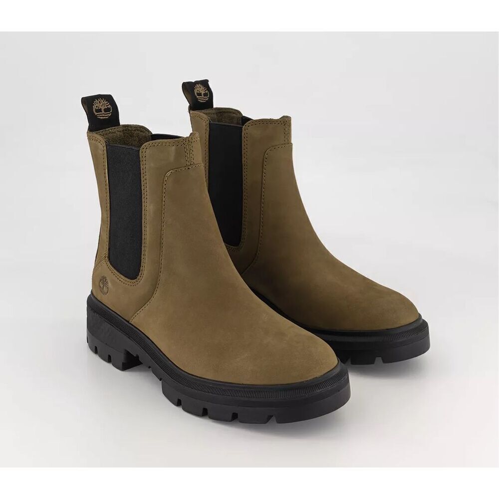 Timberland Women’s Cortina Valley Chelsea Boots In Olive Nubuck Leather - Picture 10 of 13